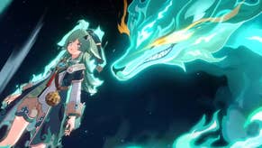 huohuo using her ultimate to make what resembles a giant green glowing wolf spirit appear behind her